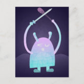 Schattige klein blauw monster feestdagenkaart (Voorkant)