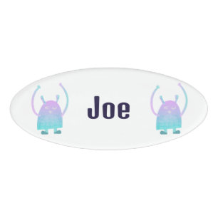 Schattige klein blauw monster naambadge