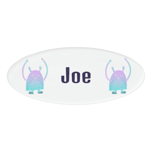 Schattige klein blauw monster naambadge (Voorkant)