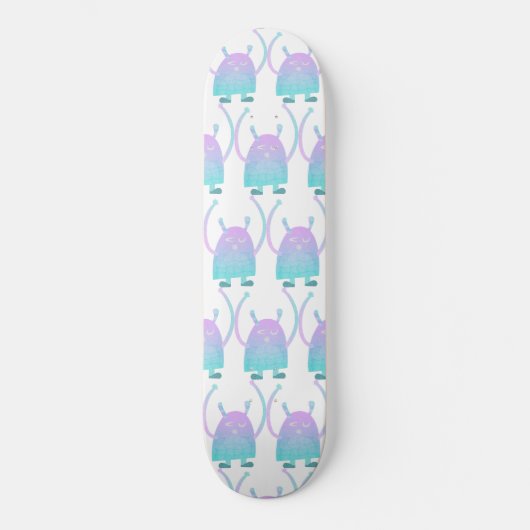 Schattige klein blauw monster persoonlijk skateboard (Voorkant)