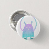Schattige klein blauw monster ronde button 3,2 cm (Voorkant /achterkant)