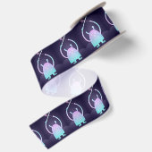 Schattige klein blauw monster satijnen lint (Achterkant)