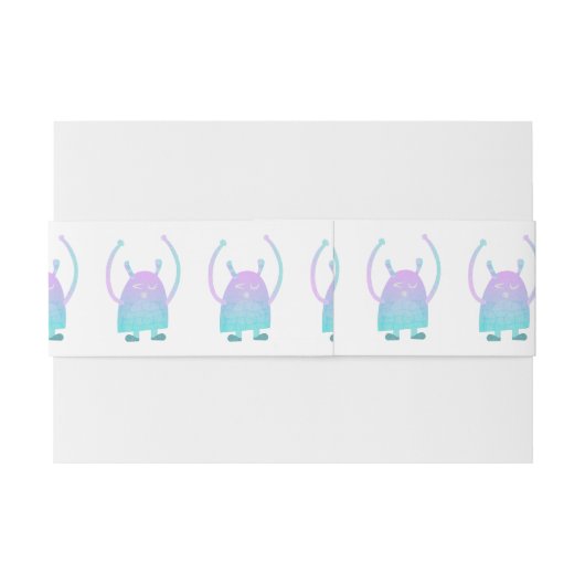 Schattige klein blauw monster uitnodigingen wikkel (Achterkant Voorbeeld)