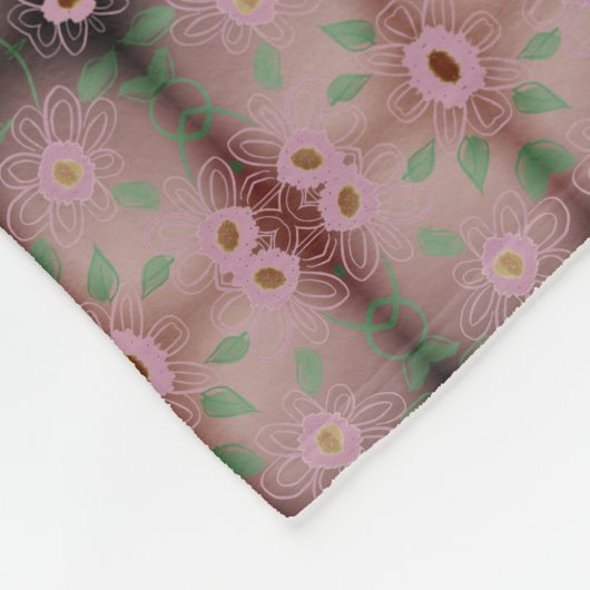 Schattige klein bloemmotief fleece deken (Hoek)