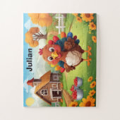 Schattige klein Boerderij Turkije gepersonaliseerd Legpuzzel (Verticaal)