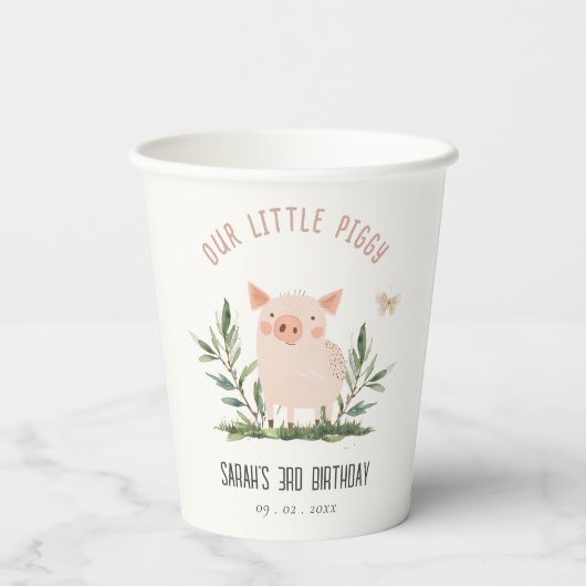 Schattige klein Boerderij Varkensvlinder Kinderen Papieren Bekers (Achterkant)