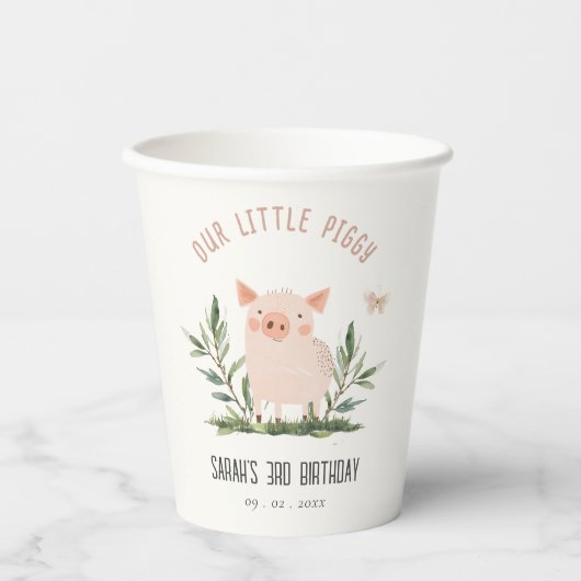 Schattige klein Boerderij Varkensvlinder Kinderen Papieren Bekers (Voorkant)