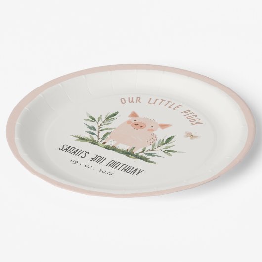 Schattige klein Boerderij Varkensvlinder Kinderen  Papieren Bordje (Gekanteld)