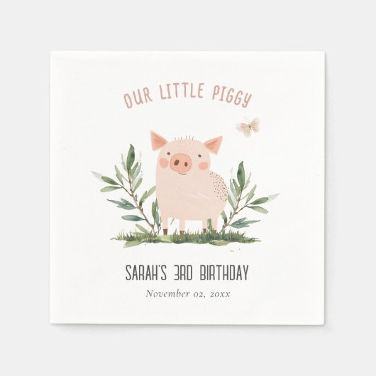 Schattige klein Boerderij Varkensvlinder Kinderen  Servet (Voorkant)