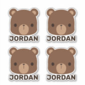 Schattige Klein Bruin Beer met Gepersonaliseerde N Sticker (Voorkant)