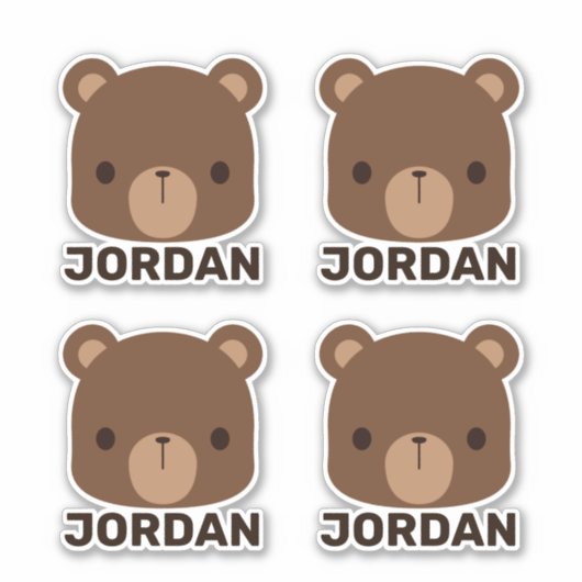 Schattige Klein Bruin Beer met Gepersonaliseerde N Sticker (Voorkant)