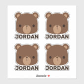 Schattige Klein Bruin Beer met Gepersonaliseerde N Sticker (Vel)