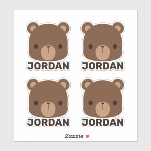 Schattige Klein Bruin Beer met Gepersonaliseerde N Sticker (Vel)