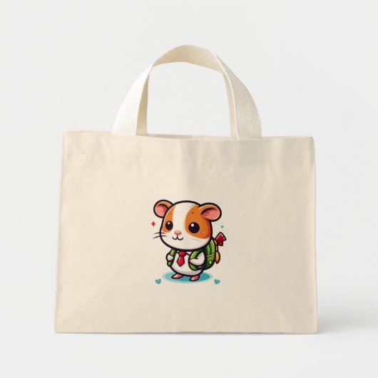 Schattige klein cavia en haar terug naar school mini tote bag (Voorkant)