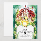 Schattige klein chick Waterverf Verjaardag Kaart (Voorkant / Achterkant)