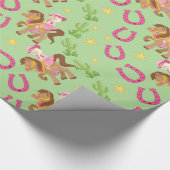 Schattige klein cowgirl patroon cadeaupapier (Hoek)