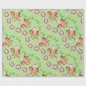 Schattige klein cowgirl patroon cadeaupapier (Vlak)