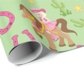 Schattige klein cowgirl patroon cadeaupapier (Rol Hoek)