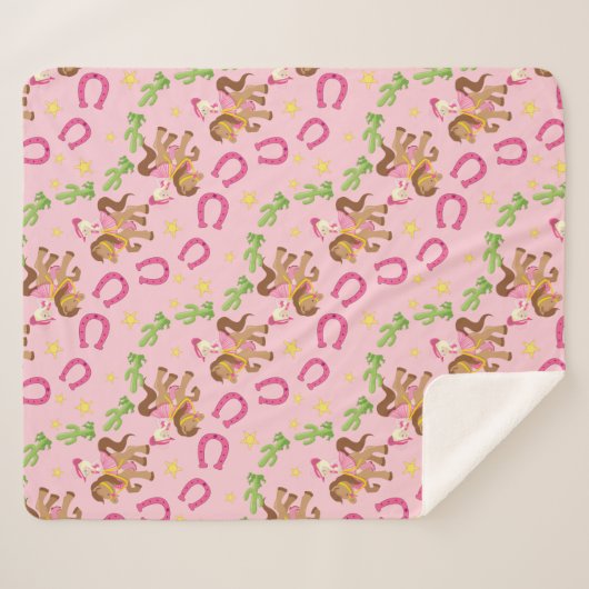 Schattige klein cowgirl patroon sherpa deken (Voorkant (horizontaal))