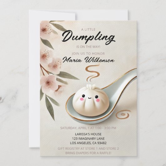 Schattige Klein Dumpling Baby shower met bloemen Kaart (Voorkant)