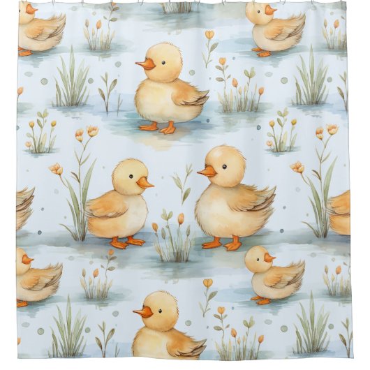 Schattige klein eendspatroon douchegordijn (Voorkant)