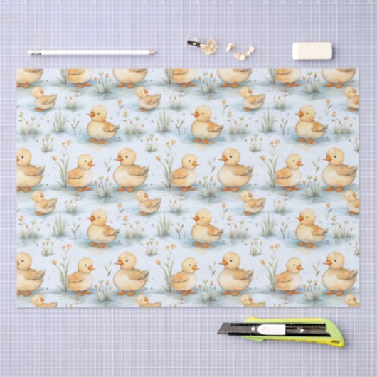 Schattige klein eendspatroon tissuepapier (Craft)