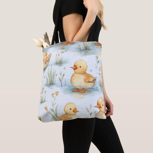 Schattige klein eendspatroon tote bag (Dichtbij)