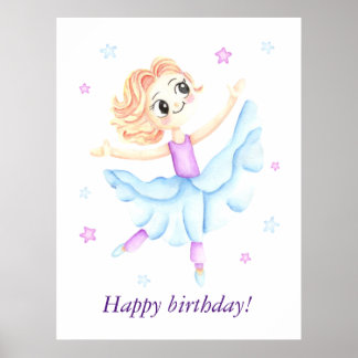 Schattige klein gember meisje ballerina poster