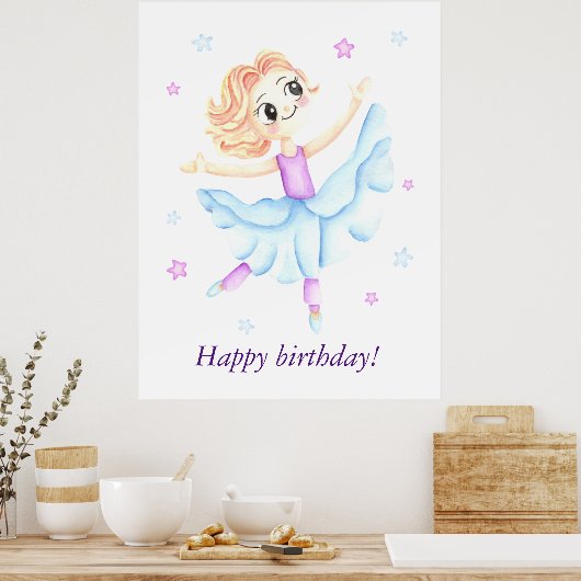 Schattige klein gember meisje ballerina poster (Keuken)