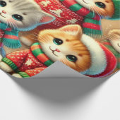 Schattige Klein Kat Collectie Kerst Cadeaupapier (Hoek)