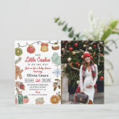 Schattige klein koekje kerst Baby shower foto Kaart (Staand voorkant)