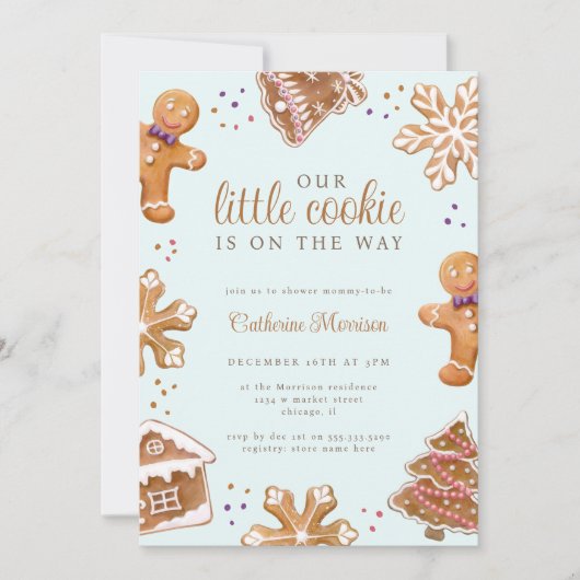 Schattige klein koekje winter kerst Baby shower Kaart (Voorkant)