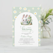 Schattige klein konijntje met daisy spring gendern kaart (Staand voorkant)