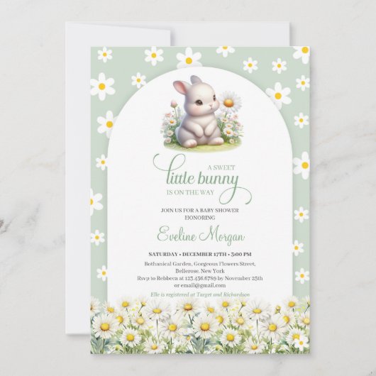 Schattige klein konijntje met daisy spring gendern kaart (Voorkant)