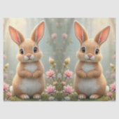 Schattige klein konijntje omgeven door bloemen, de tissuepapier (Voorkant)