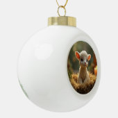 SCHATTIGE KLEIN LAM IN EEN KRIBBE KERAMISCHE BAL ORNAMENT (Links)