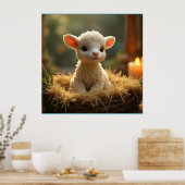 SCHATTIGE KLEIN LAM IN EEN KRIBBE POSTER (Keuken)