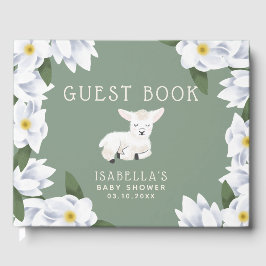 Schattige klein lamsbloemenvlees Baby shower Gastenboek