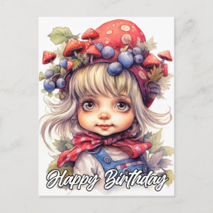 Schattige klein land Boerderij meisje Briefkaart