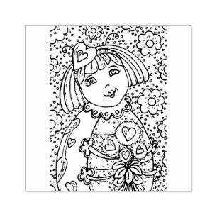 SCHATTIGE KLEIN LIEVEHEERSBEESTJE MET HARTBOEKET, RUBBERSTEMPEL