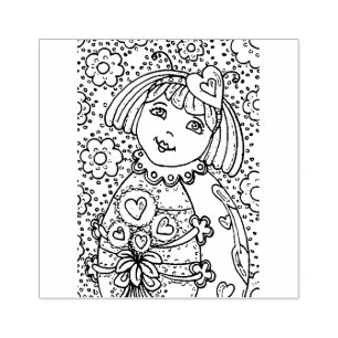 SCHATTIGE KLEIN LIEVEHEERSBEESTJE MET HARTBOEKET, RUBBERSTEMPEL