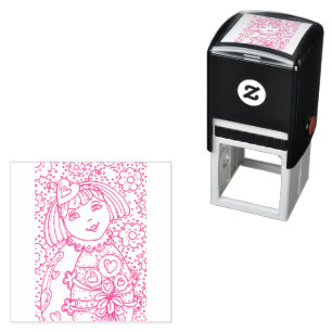 SCHATTIGE KLEIN LIEVEHEERSBEESTJE MET HARTBOEKET, ZELFINKTENDE STEMPEL
