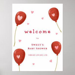 Schattige klein lieverd ballon welkom Baby shower Poster