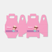 Schattige klein meisje bakken chef verjaardagsfees bedankdoosjes (Uitgevouwen)