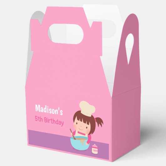 Schattige klein meisje bakken chef verjaardagsfees bedankdoosjes (Geopend)