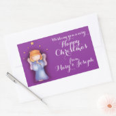 Schattige klein meisje bidden kunst naam kerst cad rechthoekige sticker (Envelop)