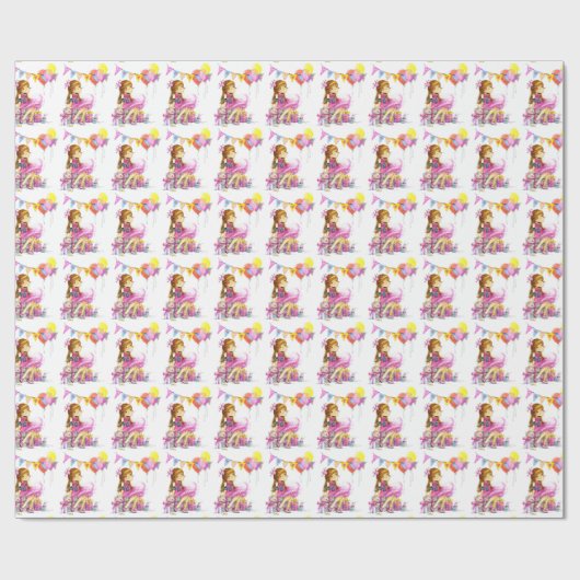 Schattige klein meisje cadeaupapier (Vlak)