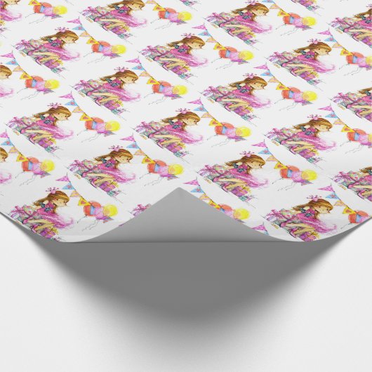 Schattige klein meisje cadeaupapier (Hoek)