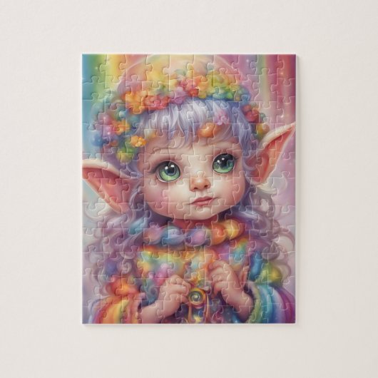 Schattige klein meisje elf legpuzzel (Verticaal)