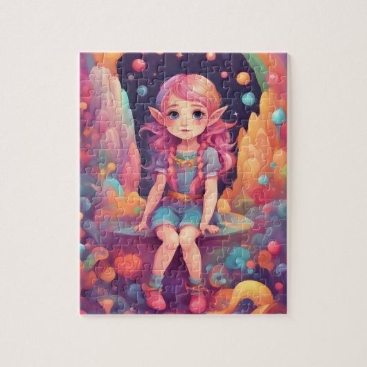 Schattige klein meisje elf legpuzzel (Verticaal)